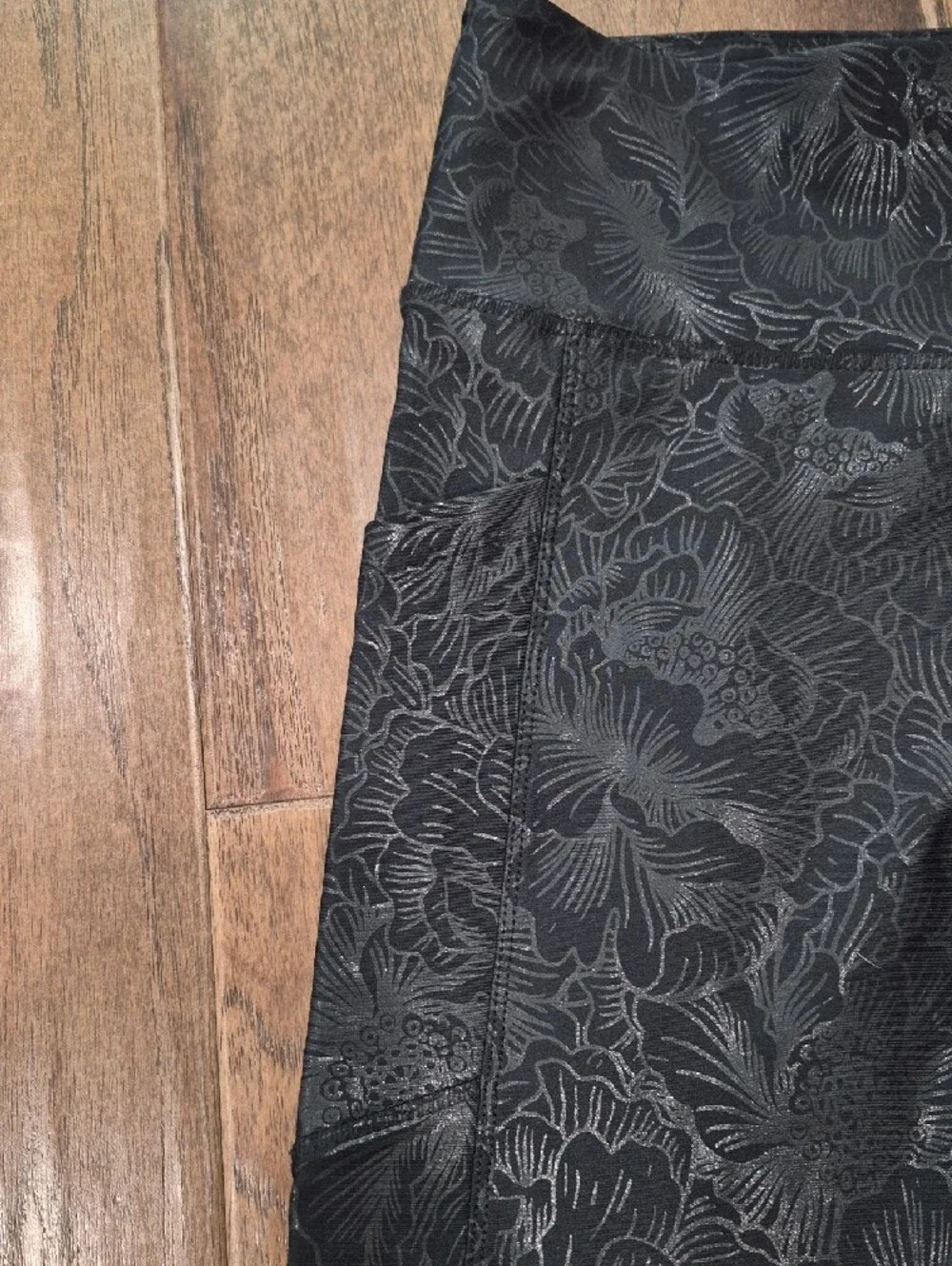 Balance Collection Black Tonal Floral High-Rise Leggings